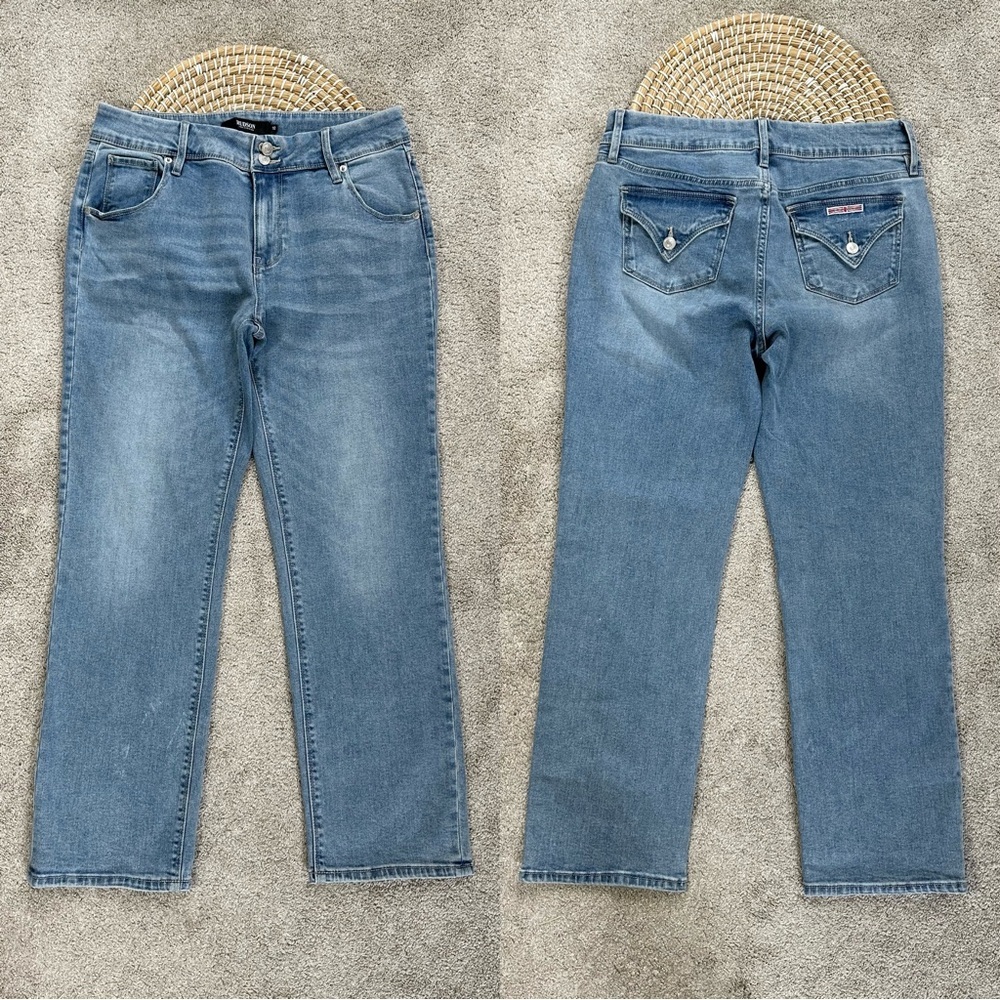 Hudson Women’s Straight Icy Blue Button Back Pocket Crop Jeans H0524-01 Size 10
